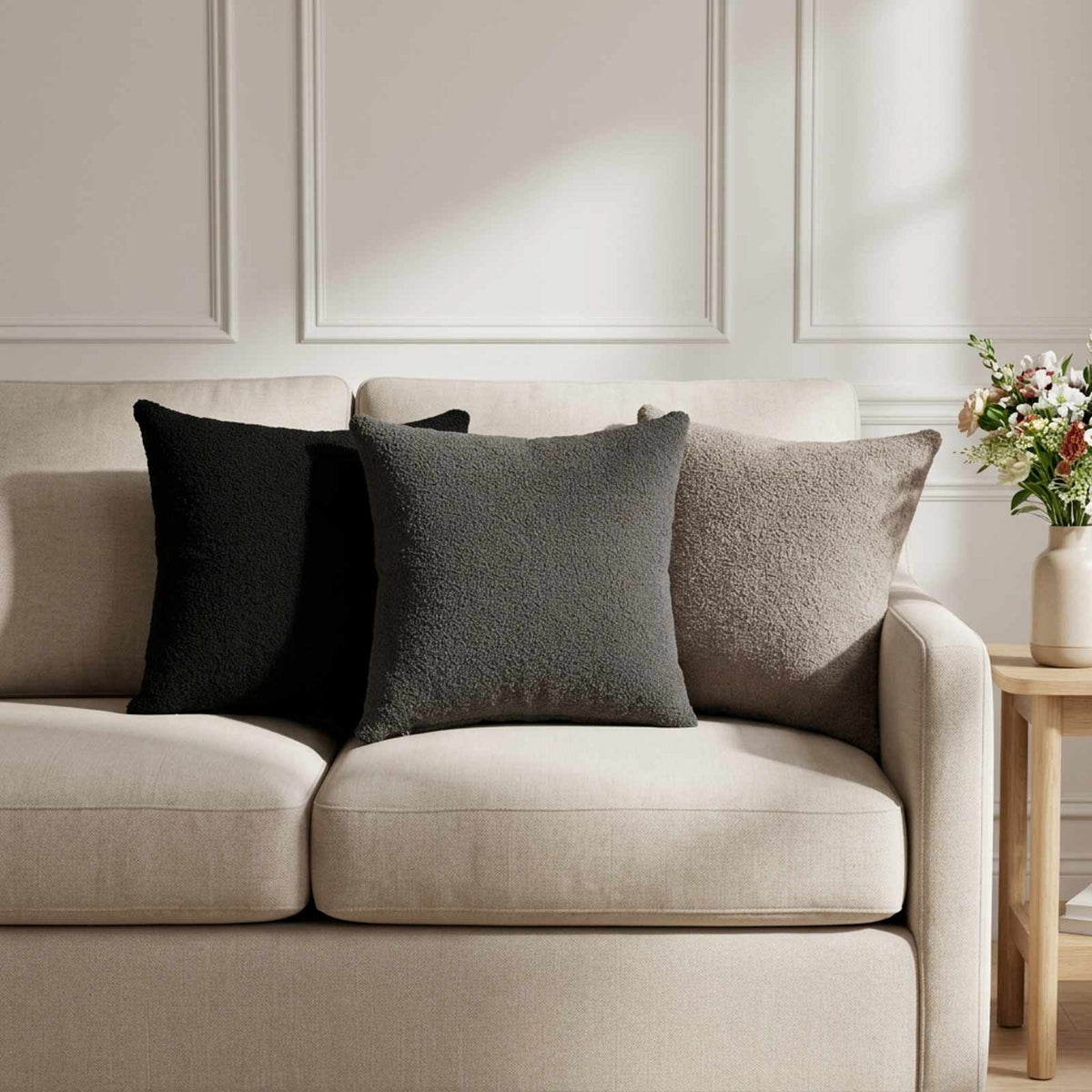Cushion Cover 6 pcs HEERLEN Light Grey 35 x 35 cm Bouclé