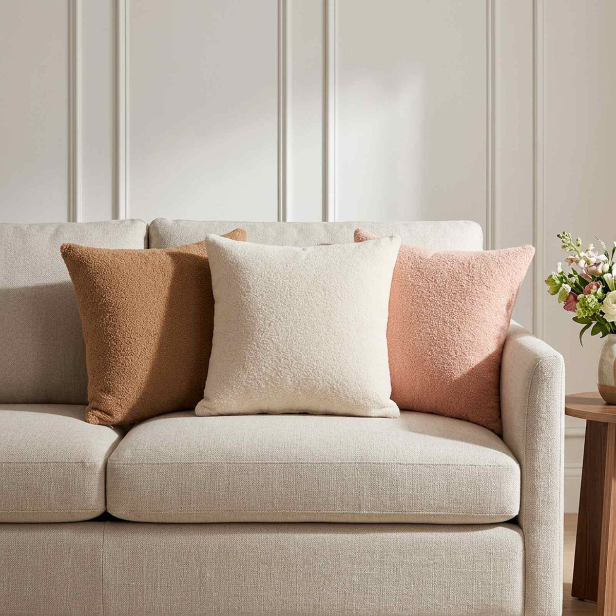 Cushion Cover 6 pcs HEERLEN Pink 30 x 30 cm Bouclé