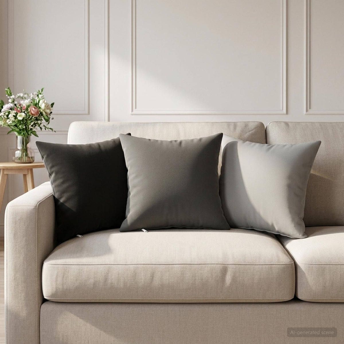 Cushion with Pillow HEERLEN 2 pcs Grey Polyester