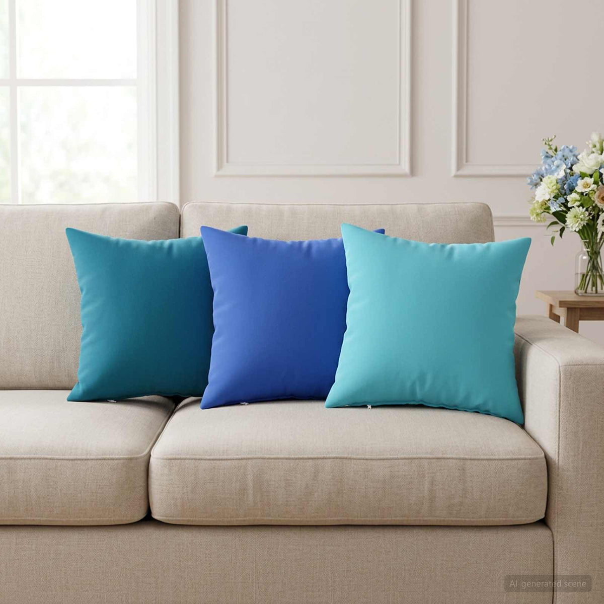 Cushion with Pillow HEERLEN 12 pcs Light Blue Polyester