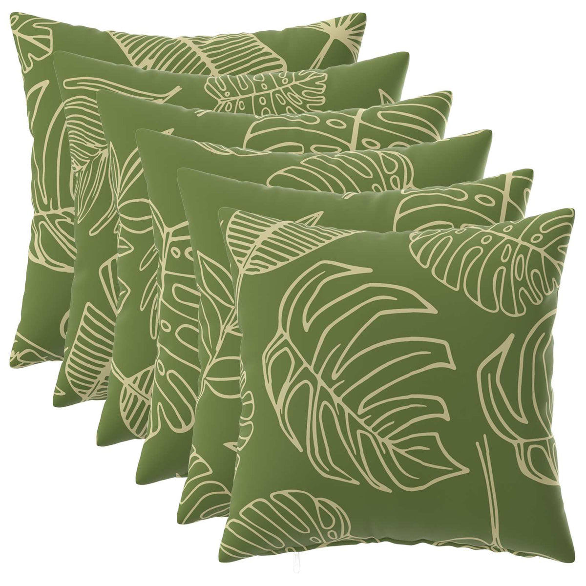 Cushion Cover 6 pcs HEERLEN Leaf Design 30 x 30 cm Polyester