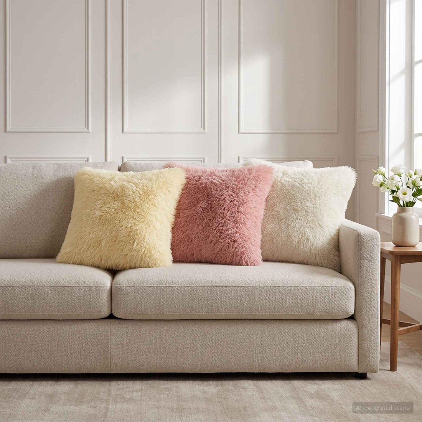 Cushion with Pillow HEERLEN 12 pcs White PV Fleece