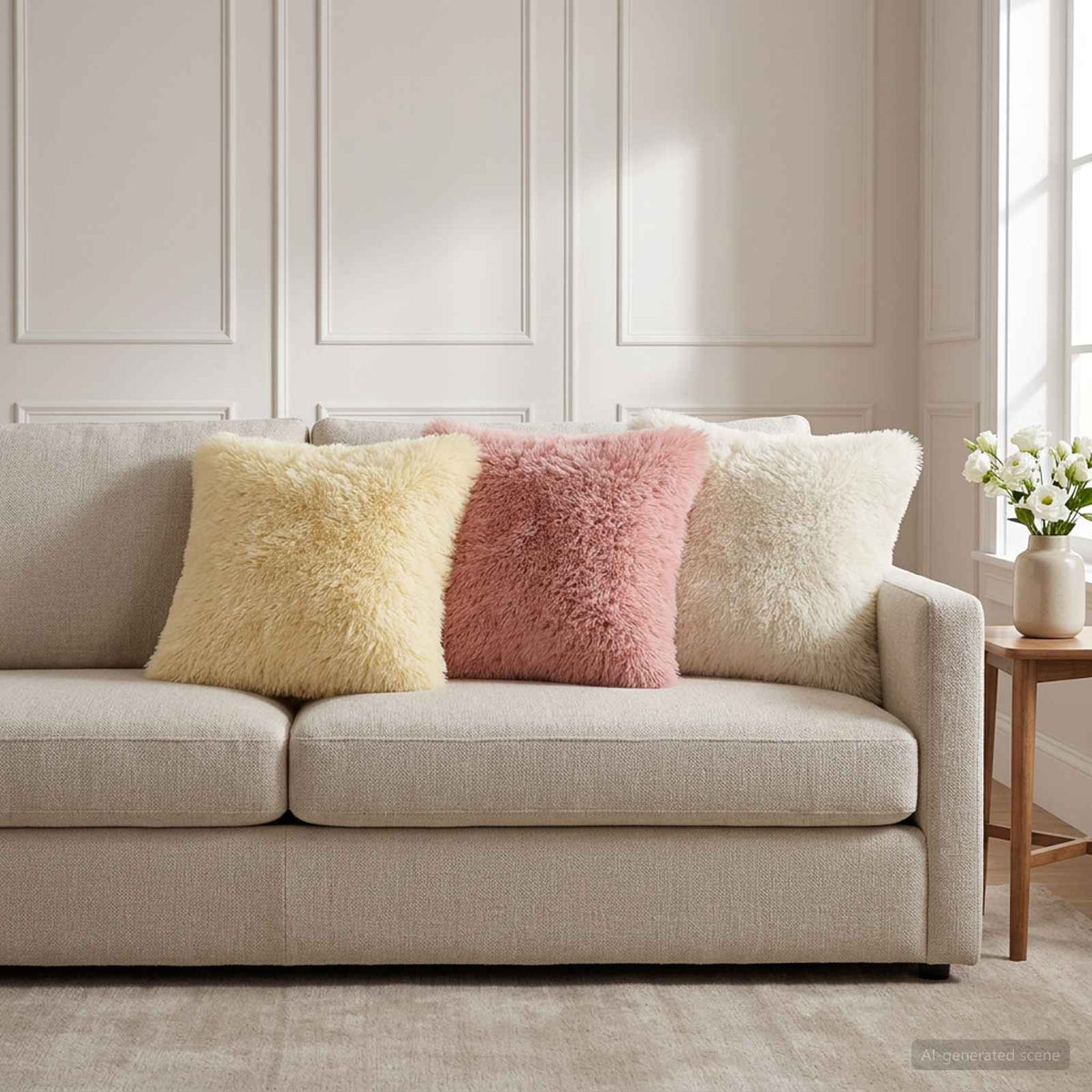 Cushion Cover 6 pcs HEERLEN White 35 x 35 cm PV Fleece