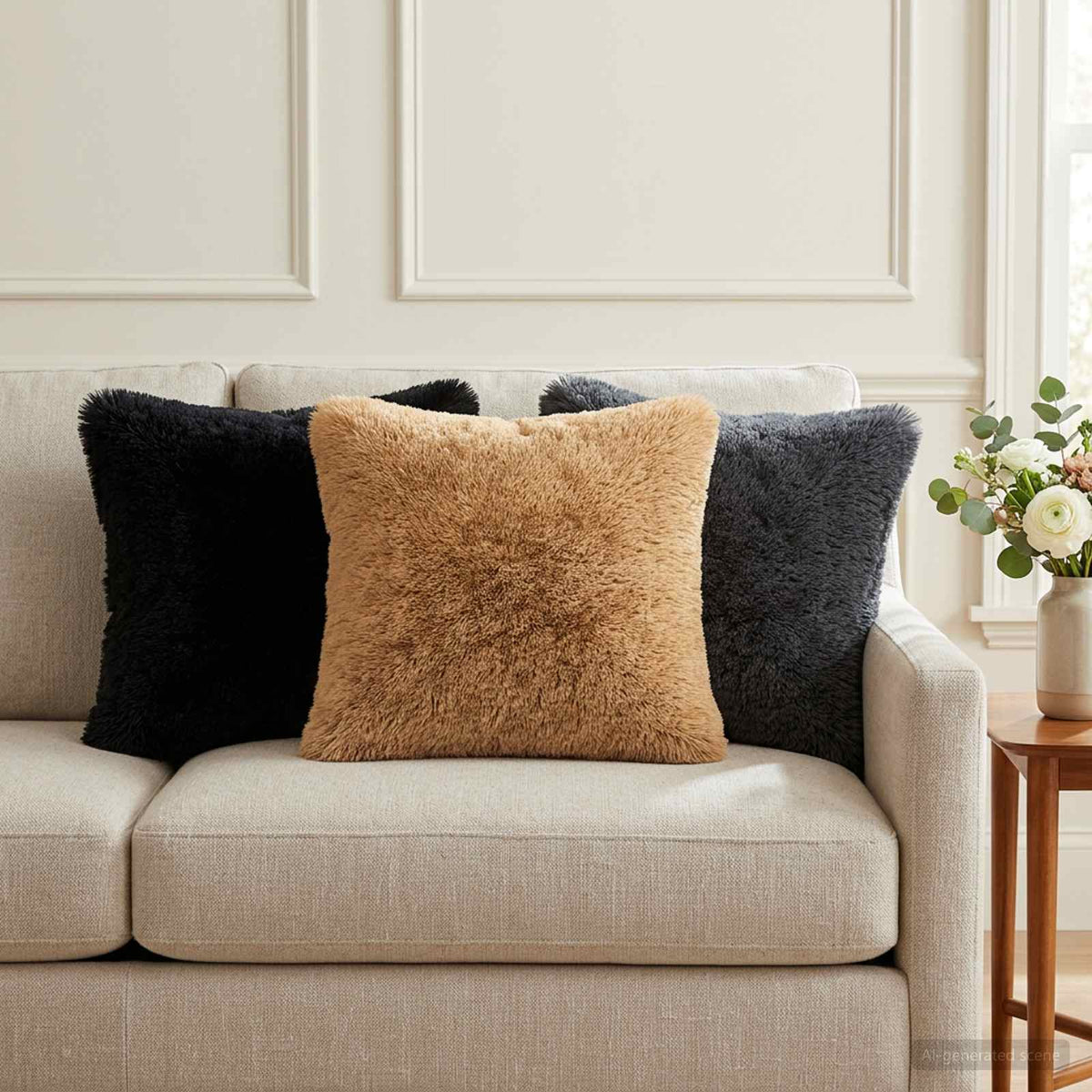 Cushion Cover 6 pcs HEERLEN Taupe 35 x 35 cm PV Fleece
