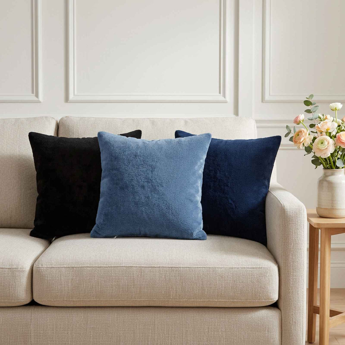 Cushion Cover 12 pcs HEERLEN Black 40 x 40 cm Flannel