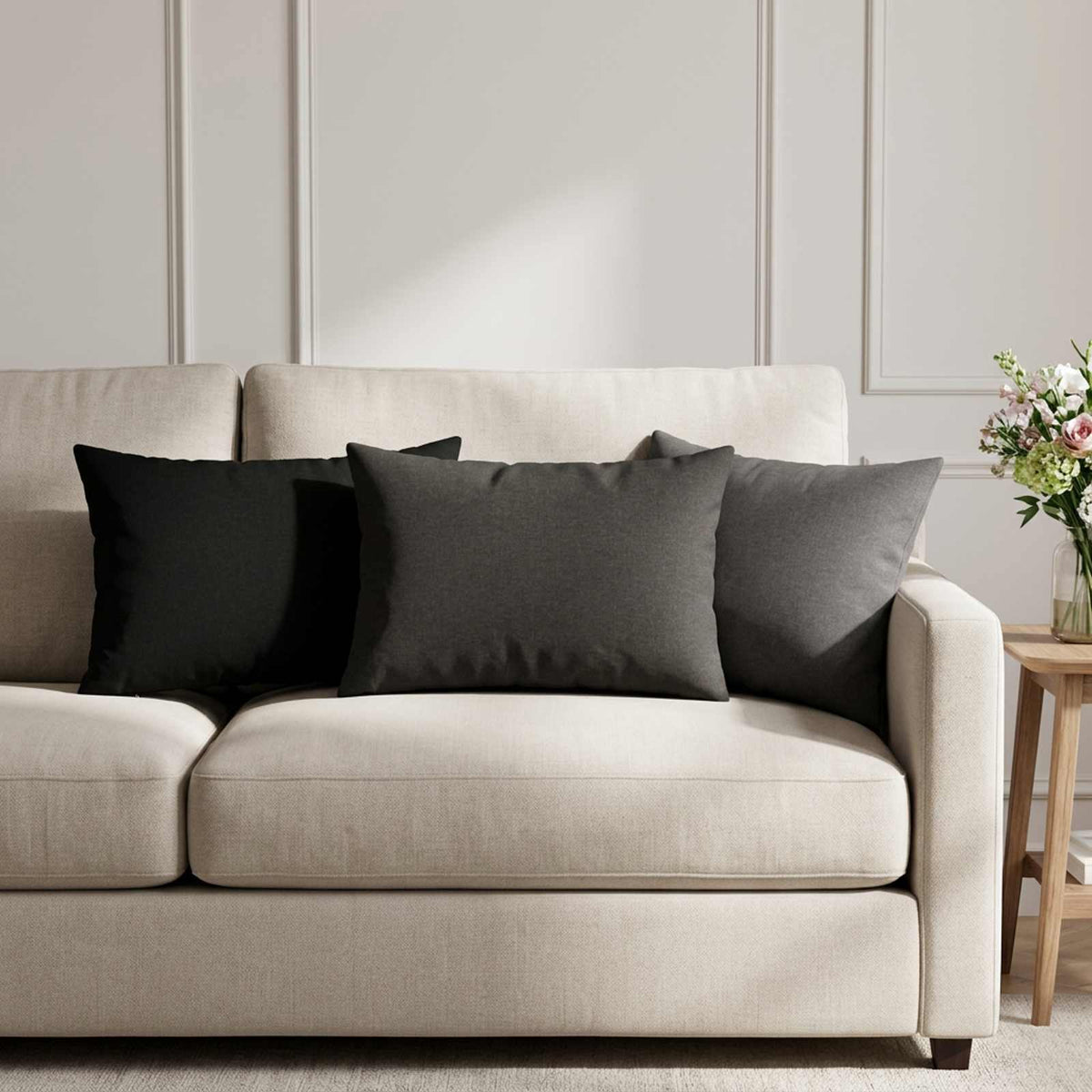Cushion with Pillow HEERLEN 2 pcs Light Grey Fabric