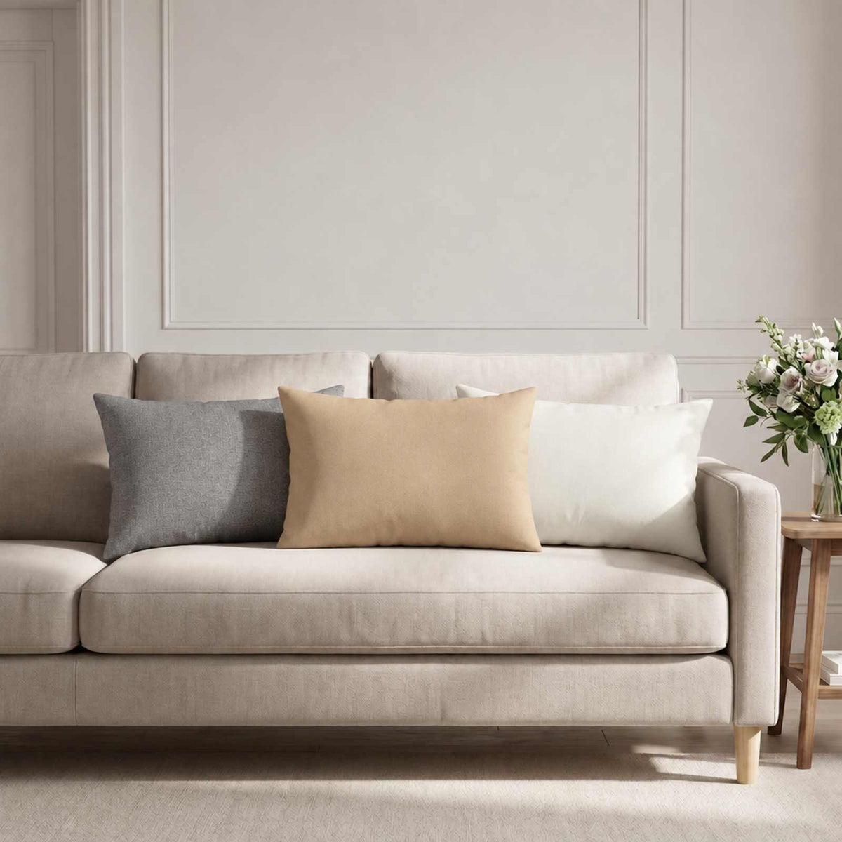 Throw Pillow 6 pcs HEERLEN Cream 40 x 60 cm Fabric