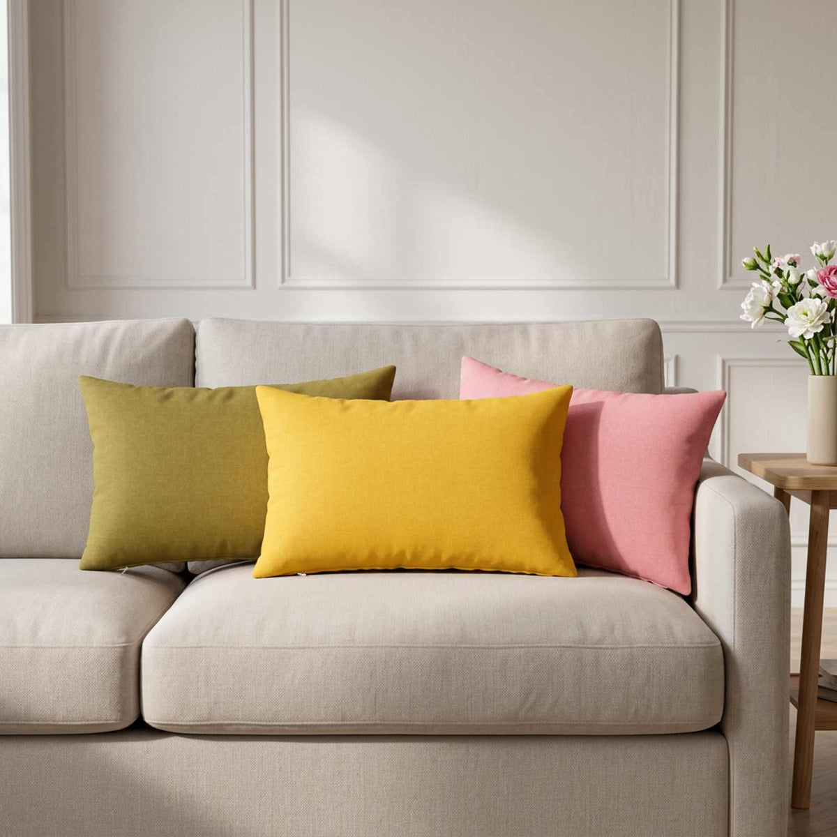 Throw Pillow 2 pcs HEERLEN Light Green 40 x 60 cm Fabric