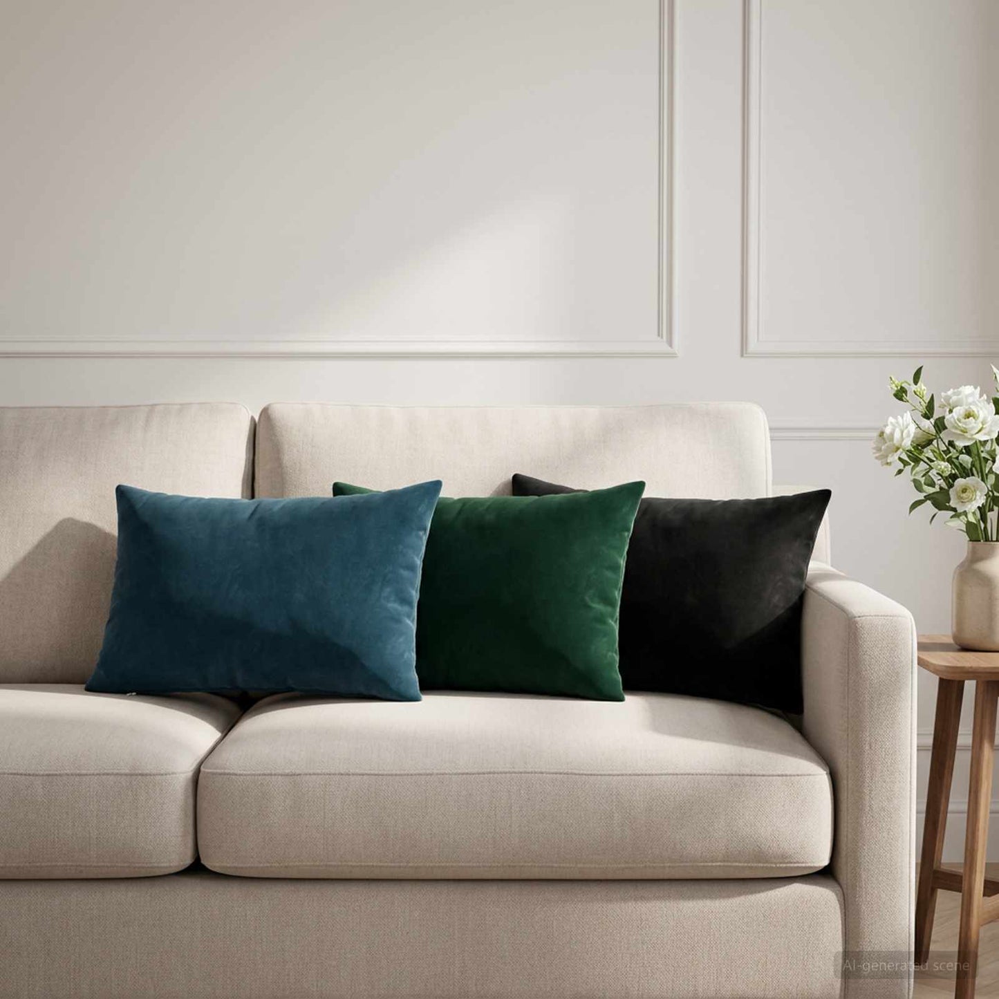Cushion with Pillow HEERLEN 6 pcs Blue Velvet