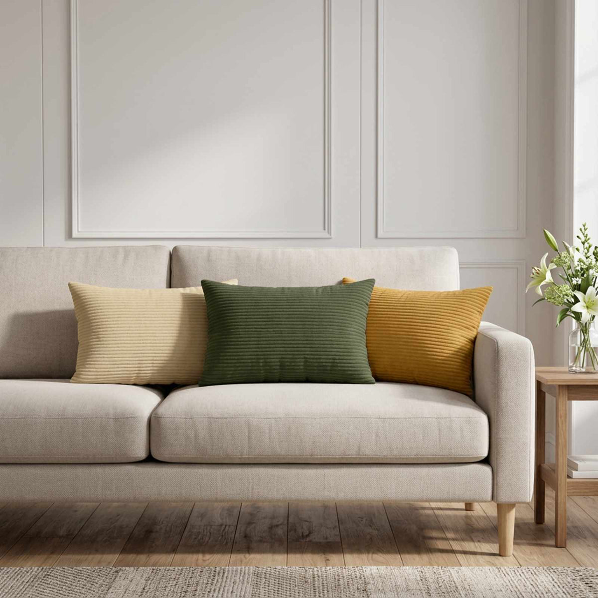 Cushion Cover 6 pcs HEERLEN Green 30 x 50 cm Corduroy
