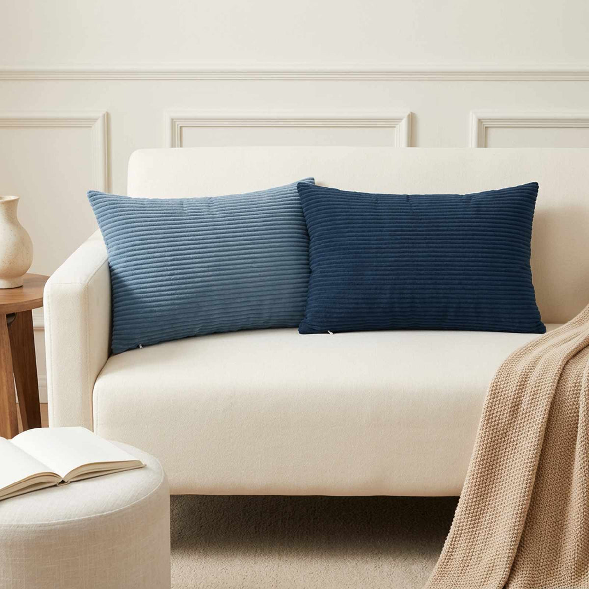 Cushion Cover 6 pcs HEERLEN Blue 30 x 50 cm Corduroy