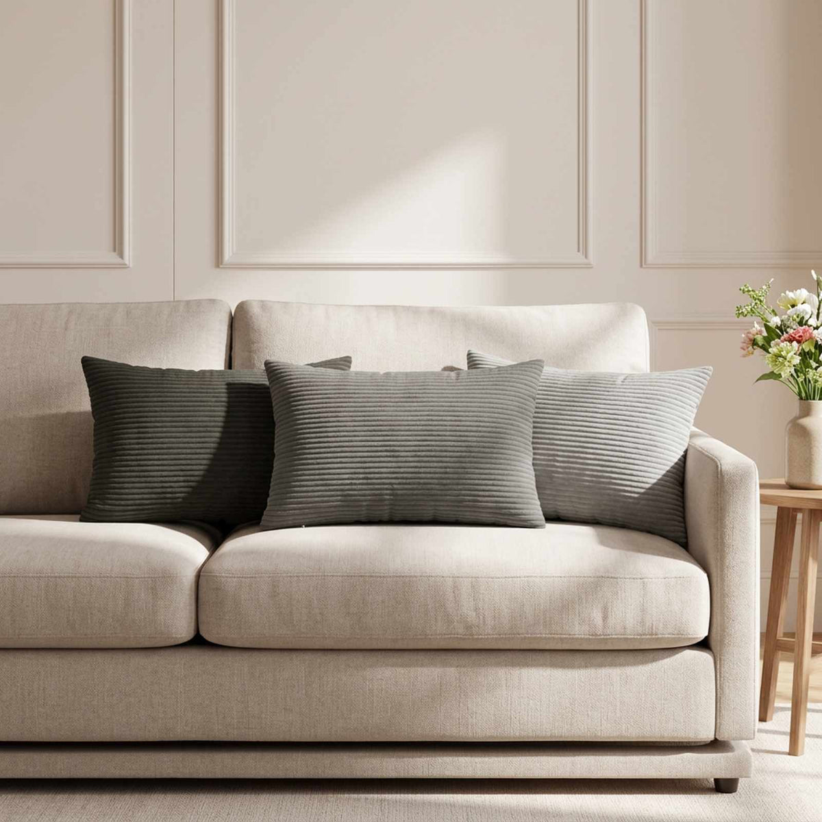 Cushion Cover 6 pcs HEERLEN Dark Grey 40 x 60 cm Corduroy