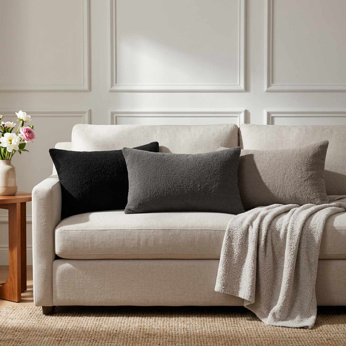Cushion Cover 6 pcs HEERLEN Light Grey 30 x 50 cm Bouclé