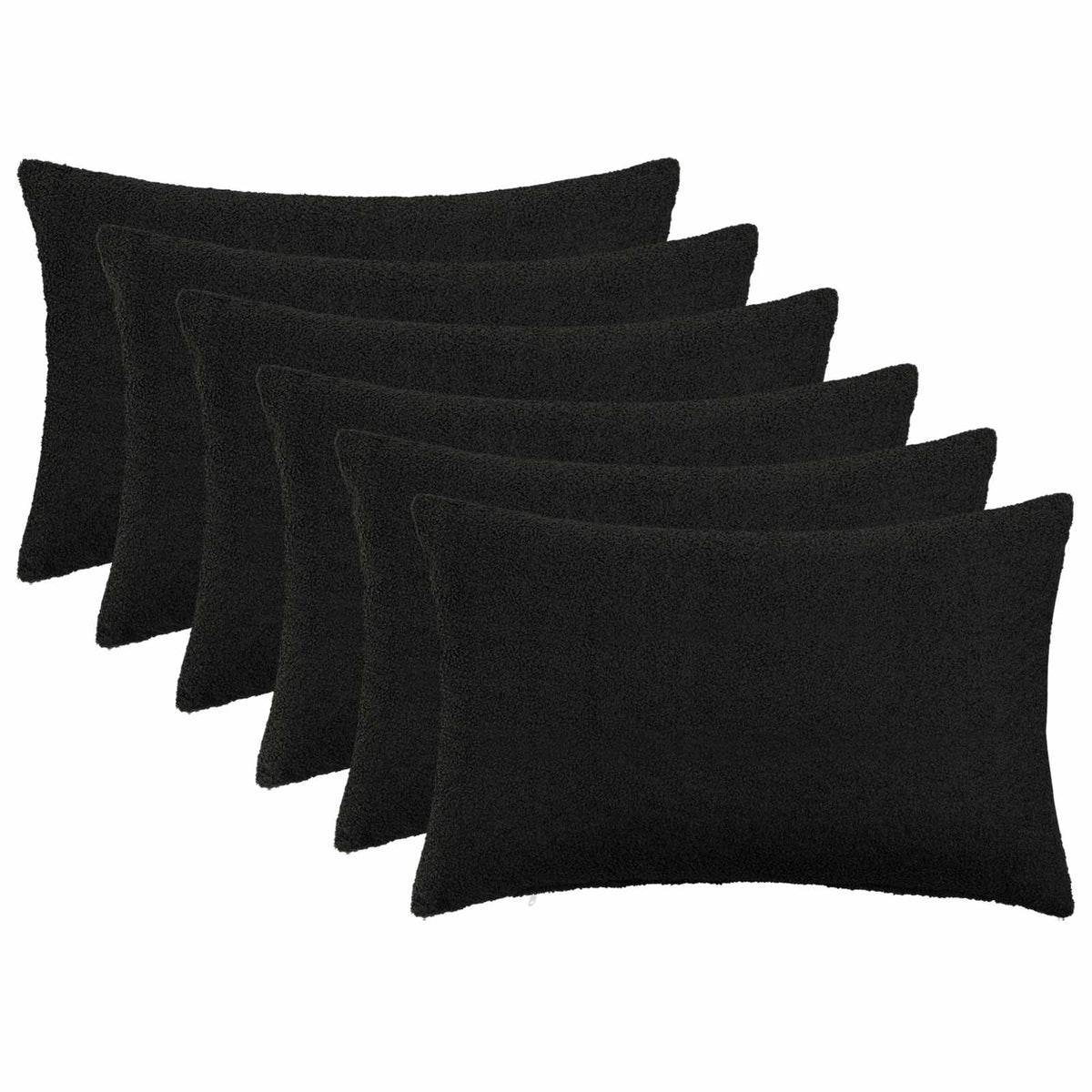 Cushion Cover 6 pcs HEERLEN Black 30 x 50 cm Bouclé