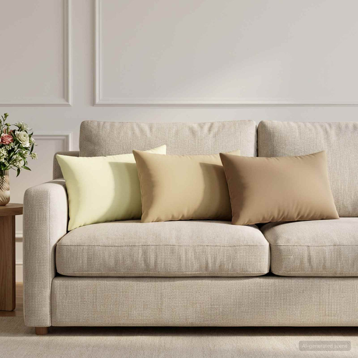 Cushion with Pillow HEERLEN 2 pcs Cream Polyester