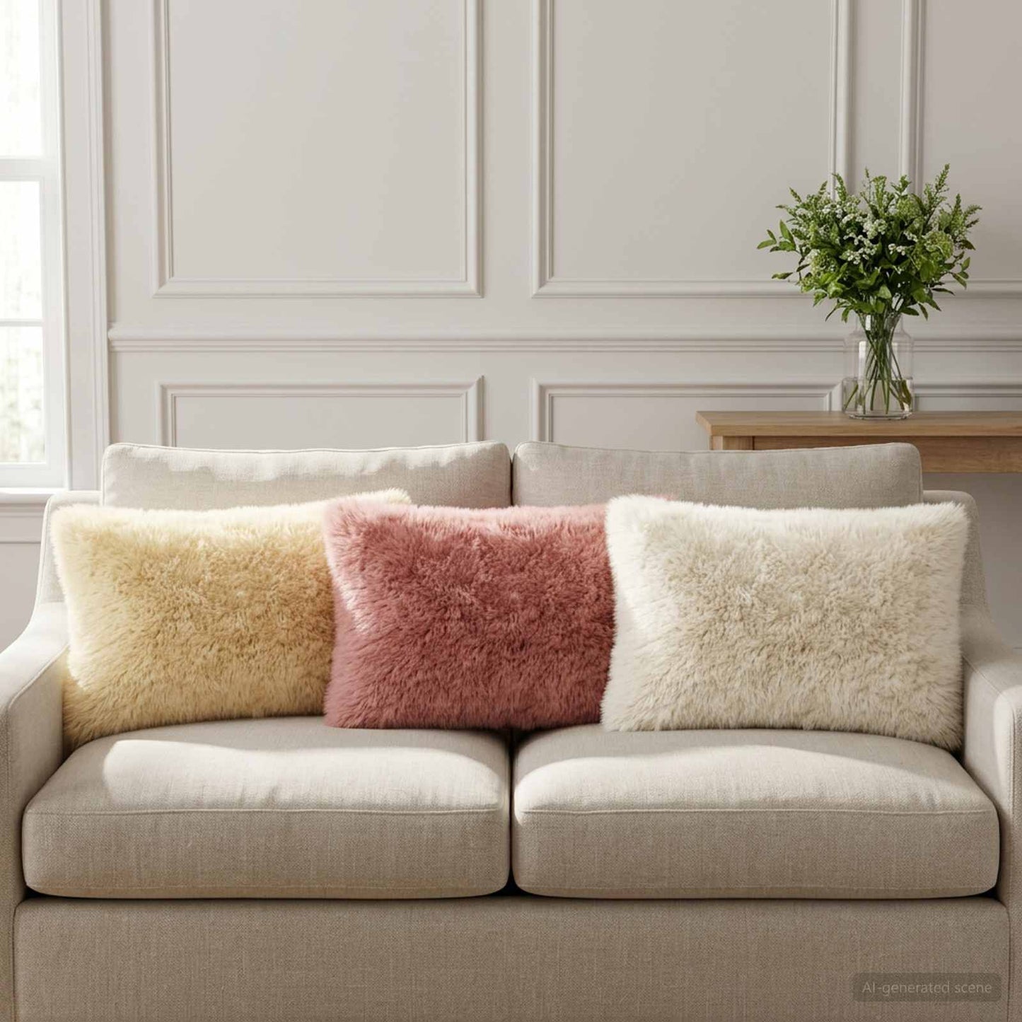 Cushion with Pillow HEERLEN 6 pcs White PV Fleece