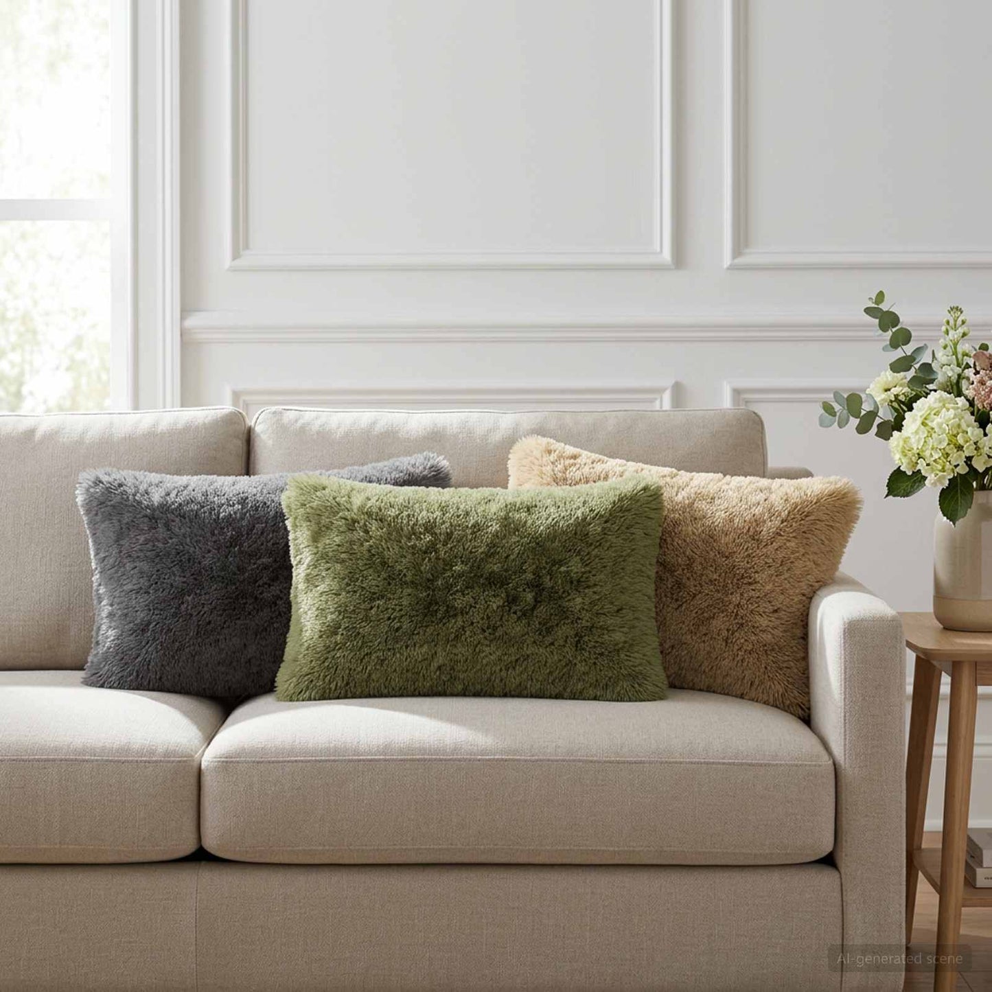Cushion with Pillow HEERLEN 6 pcs Light Green PV Fleece