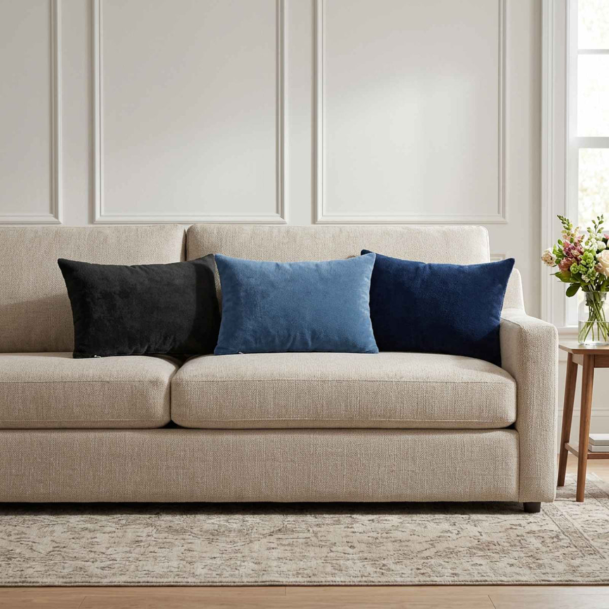 Cushion Cover 6 pcs HEERLEN Black 30 x 50 cm Flannel