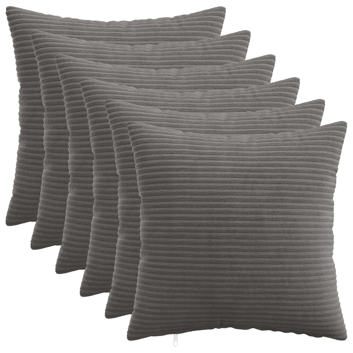 Cushion Cover 6 pcs HEERLEN Dark Grey 35 x 35 cm Corduroy