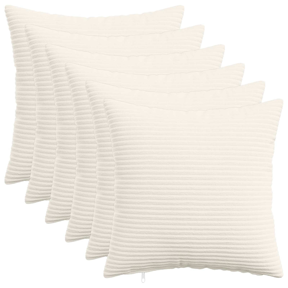 Cushion Cover 6 pcs HEERLEN Cream 35 x 35 cm Corduroy