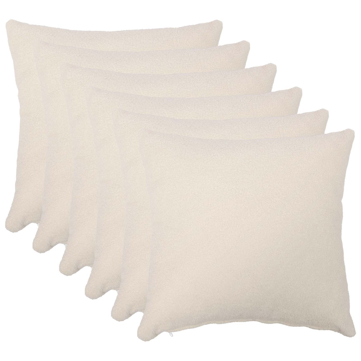 Cushion Cover 6 pcs HEERLEN Cream 35 x 35 cm Bouclé