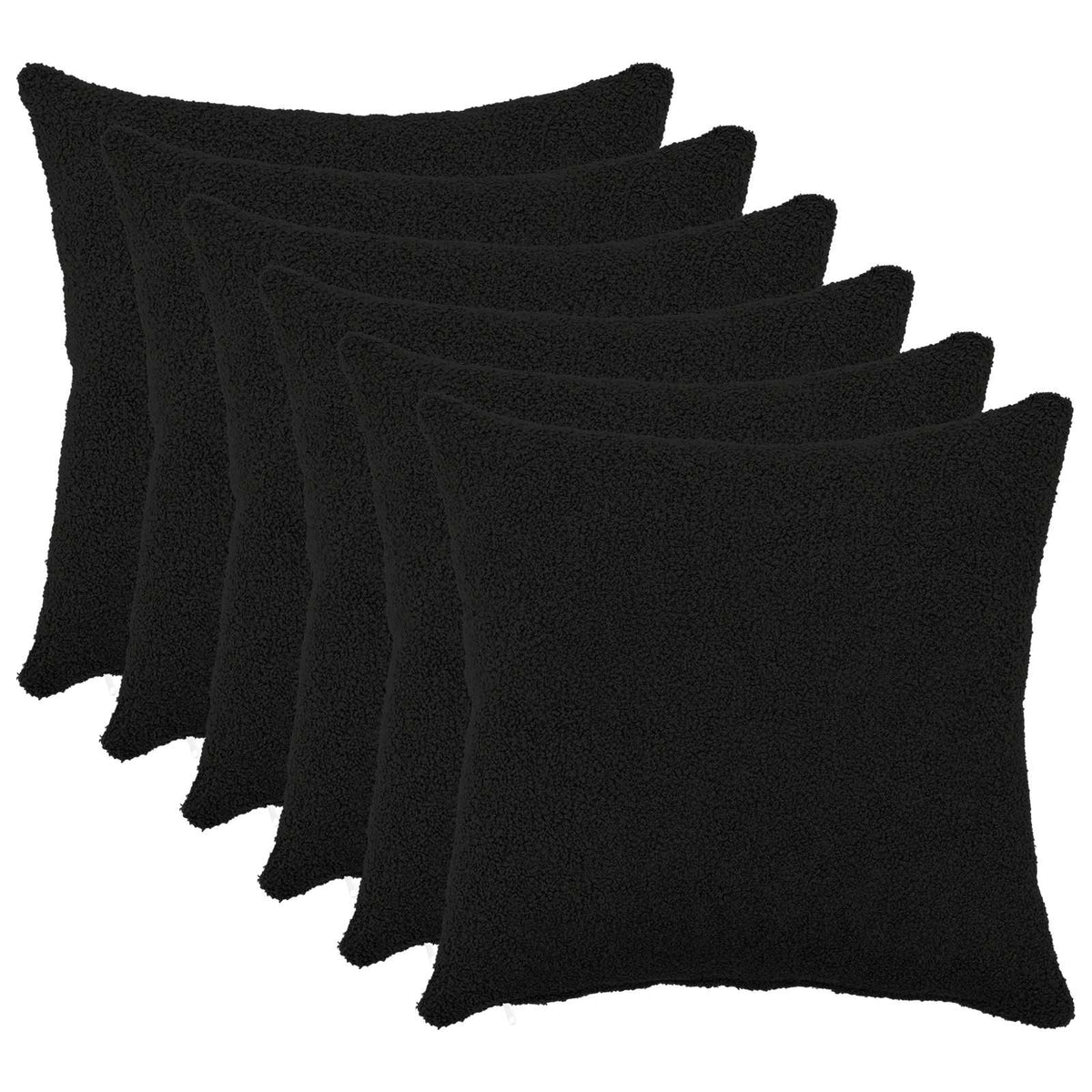 Cushion Cover 6 pcs HEERLEN Black 35 x 35 cm Bouclé