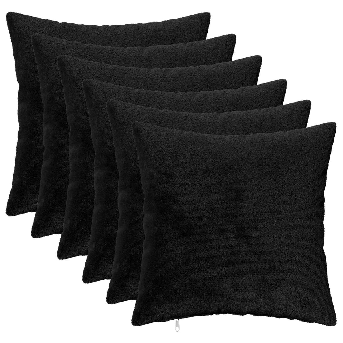 Cushion Cover 6 pcs HEERLEN Black 35 x 35 cm Flannel