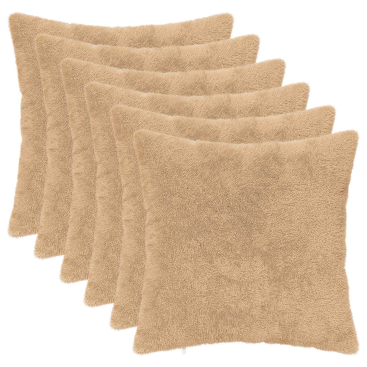 Cushion Cover 6 pcs HEERLEN Cream 35 x 35 cm Faux Rabbit Fur