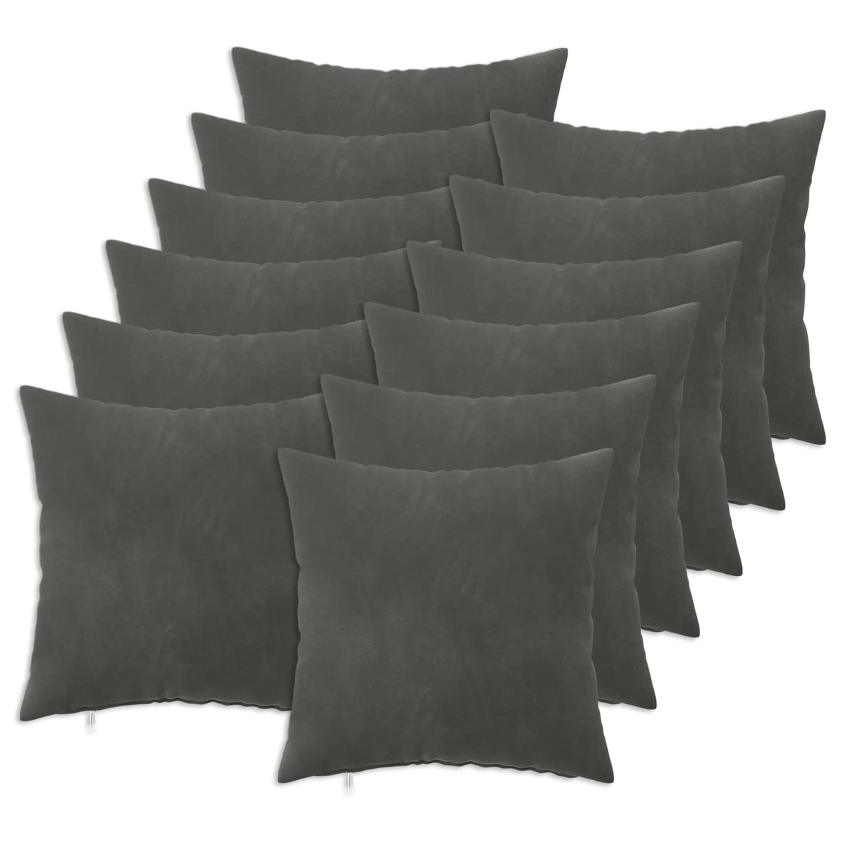 Cushion Cover 12 pcs HEERLEN Dark Grey 40 x 40 cm Velvet