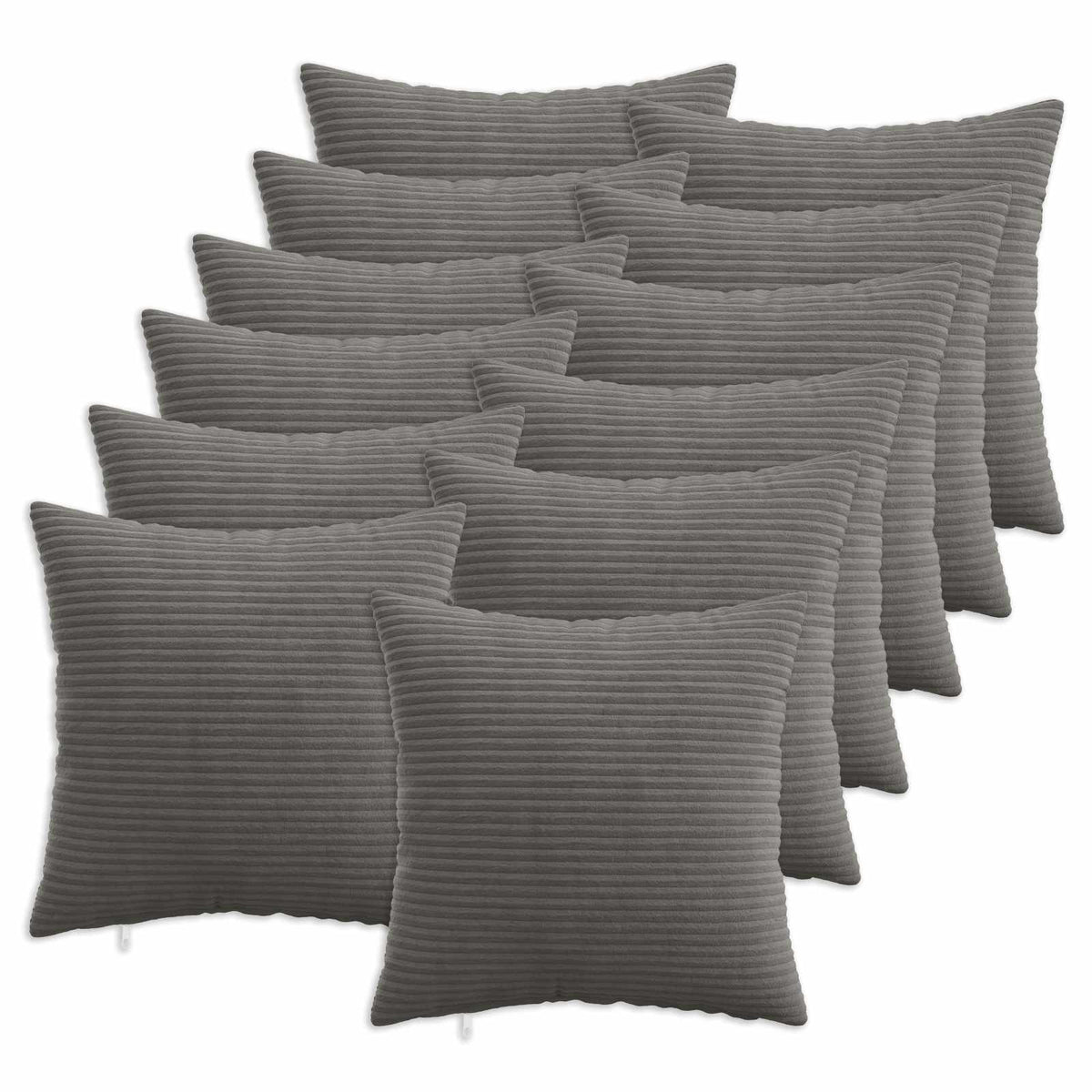 Cushion Cover 12 pcs HEERLEN Dark Grey 40 x 40 cm Corduroy