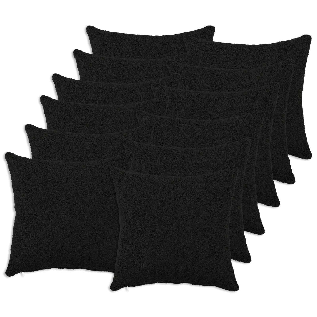 Cushion Cover 12 pcs HEERLEN Black 40 x 40 cm Bouclé