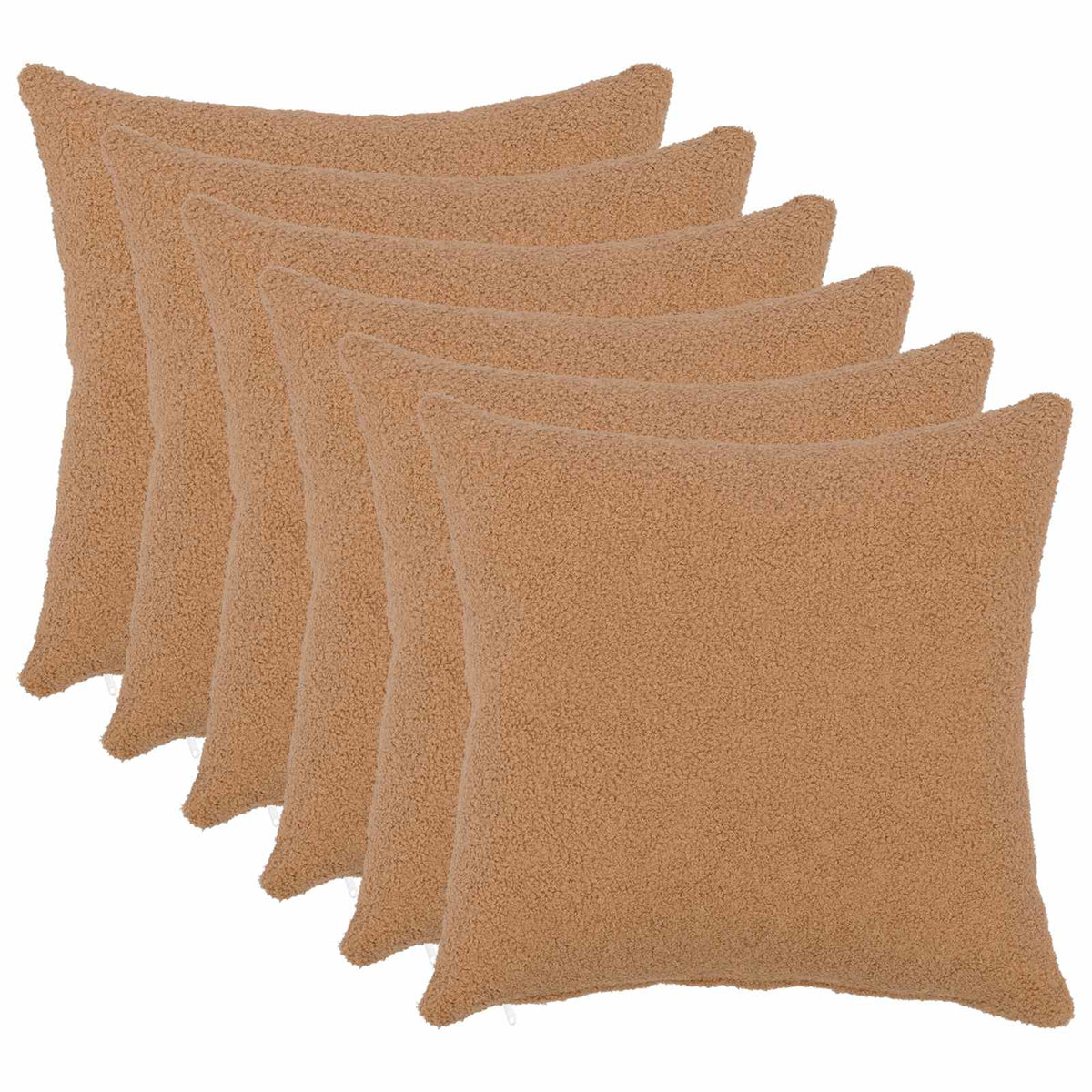 Cushion Cover 6 pcs HEERLEN Beige 40 x 40 cm Bouclé
