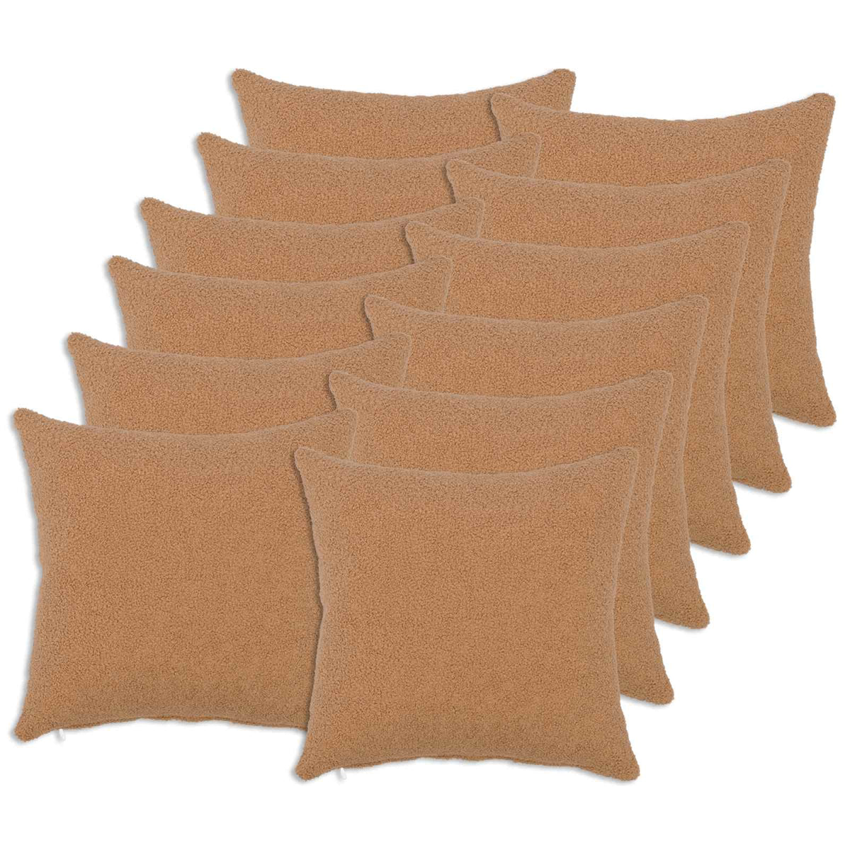 Cushion Cover 12 pcs HEERLEN Beige 40 x 40 cm Bouclé