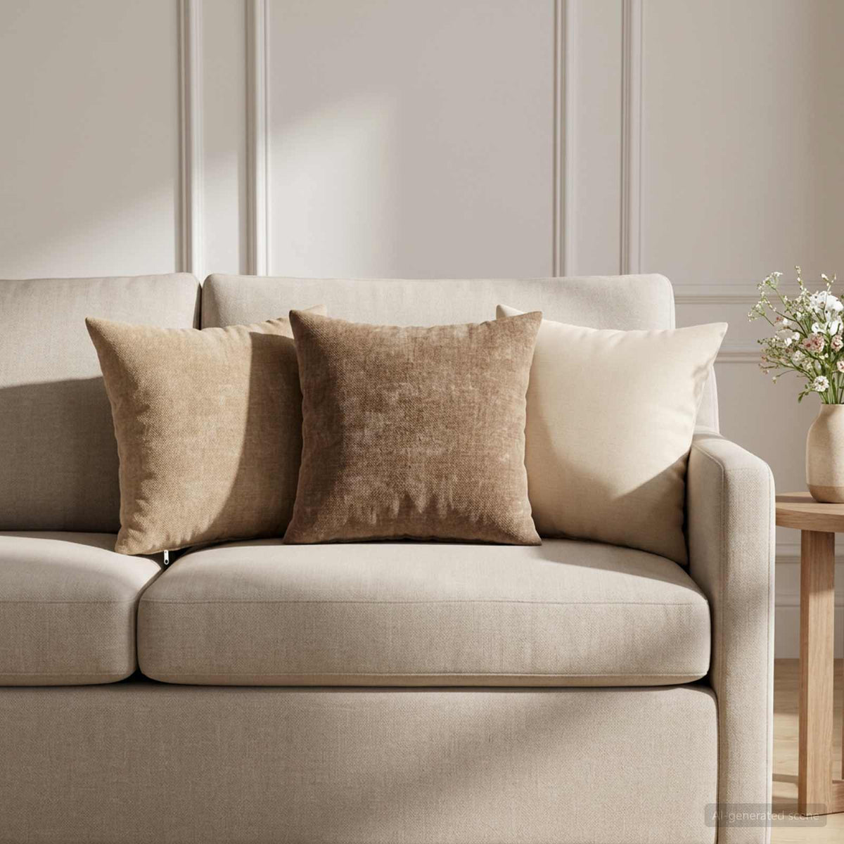 Throw Pillow 12 pcs HEERLEN Brown 40 x 40 cm Chenille Fabric