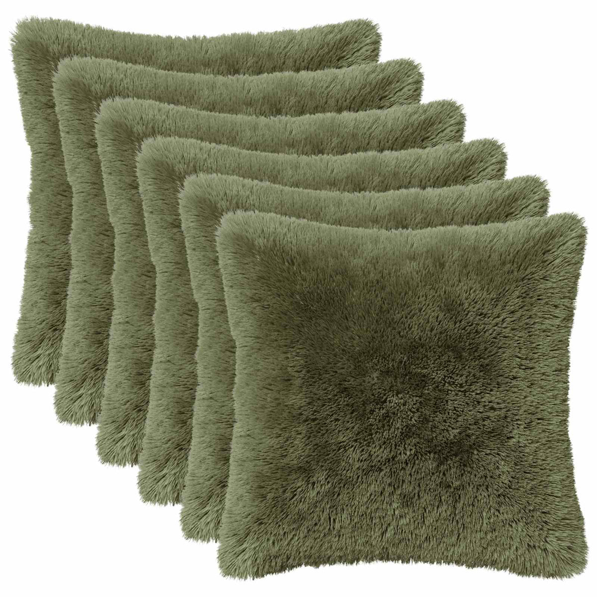 Cushion Cover 6 pcs HEERLEN Green 40 x 40 cm PV Fleece
