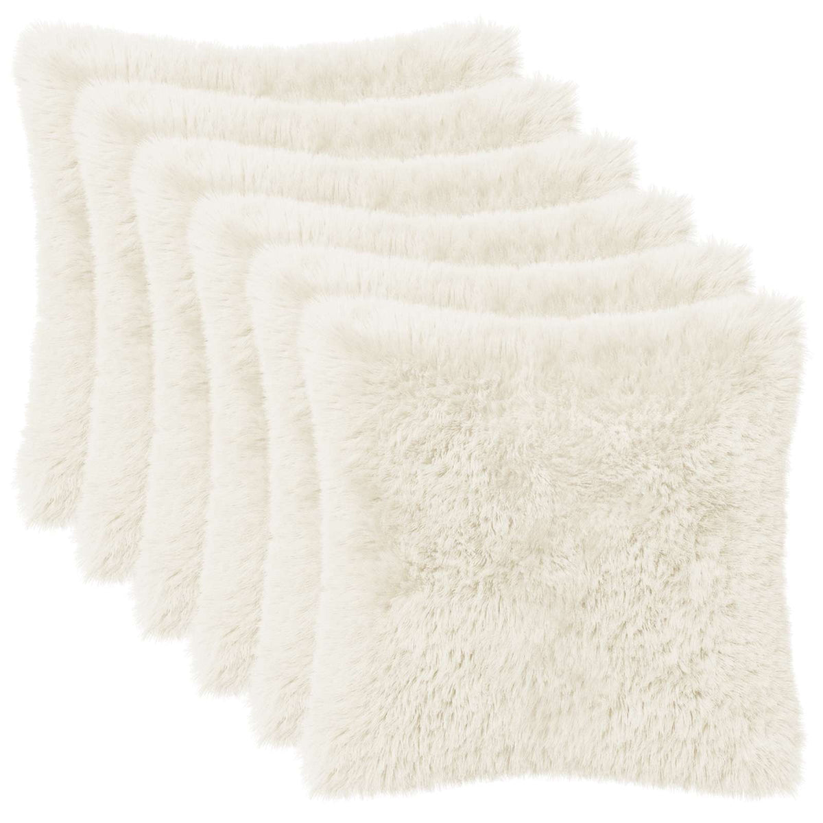 Cushion Cover 6 pcs HEERLEN White 40 x 40 cm PV Fleece