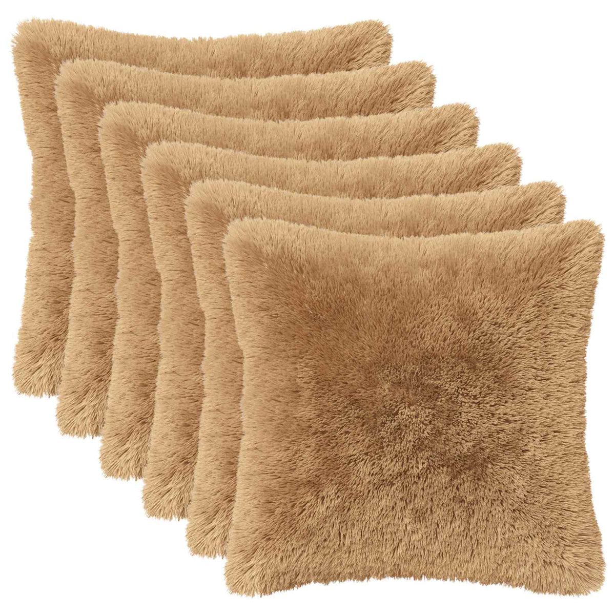 Cushion Cover 6 pcs HEERLEN Taupe 40 x 40 cm PV Fleece