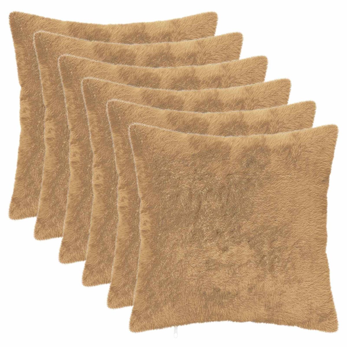 Cushion Cover 6 pcs HEERLEN Taupe 40 x 40 cm Faux Rabbit Fur