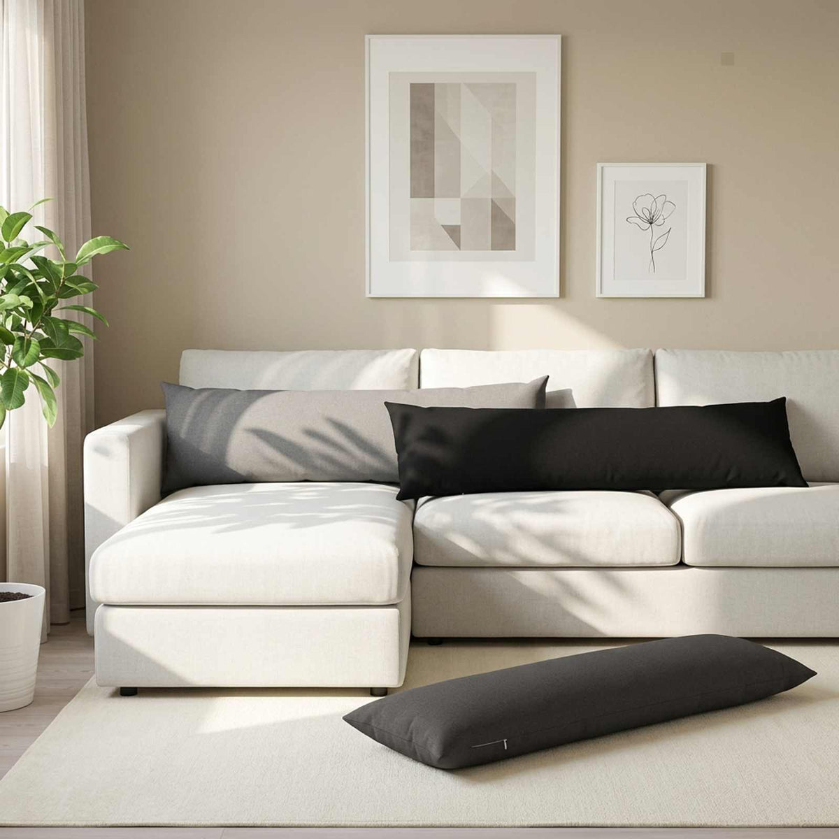 Throw Pillow 2 pcs HEERLEN Black 40 x 145 cm Fabric