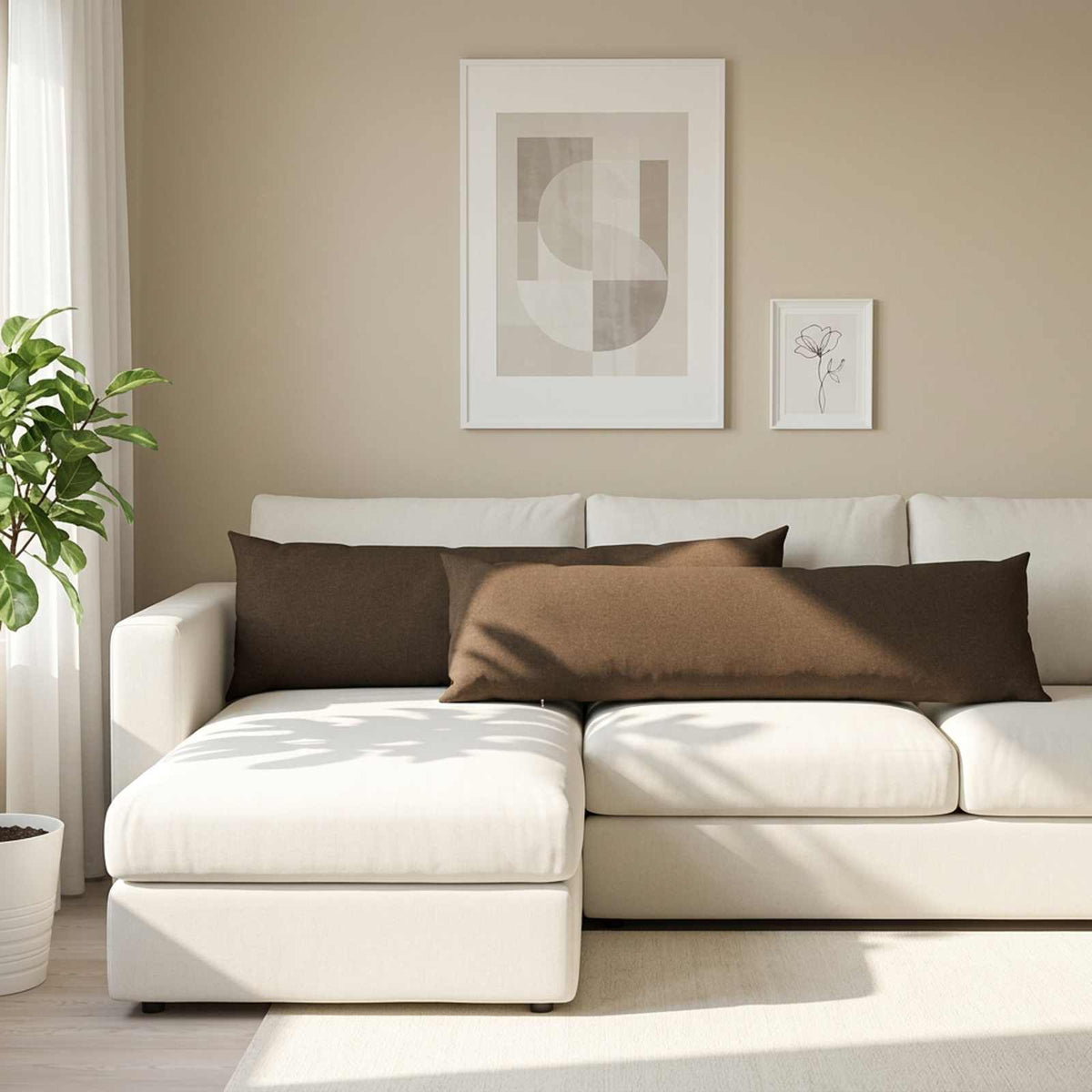 Throw Pillow 2 pcs HEERLEN Brown 40 x 145 cm Fabric