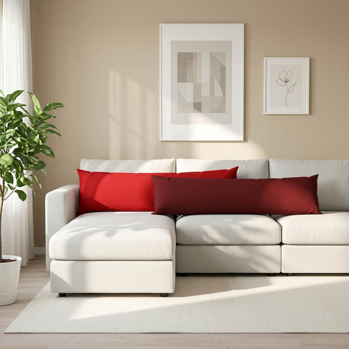 Throw Pillow 2 pcs HEERLEN Red 40 x 145 cm Fabric