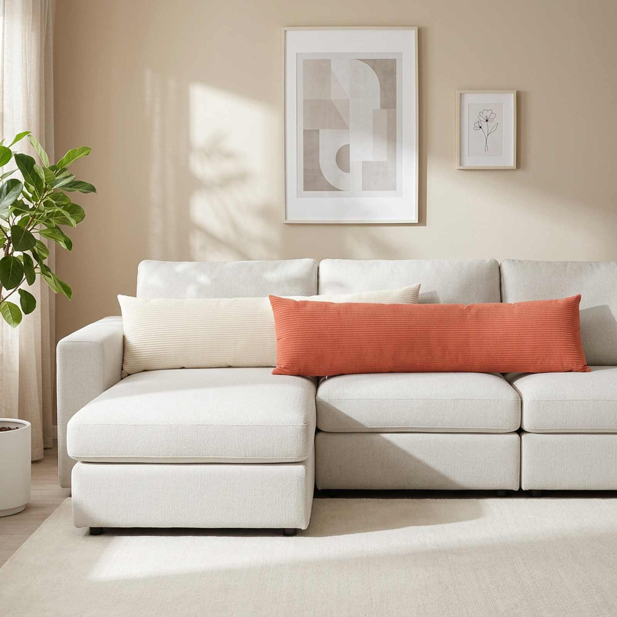 Cushion Cover 2 pcs HEERLEN Cream 40 x 145 cm Corduroy