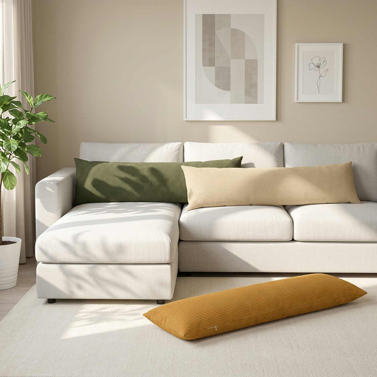 Cushion Cover HEERLEN Green 40 x 145 cm Corduroy