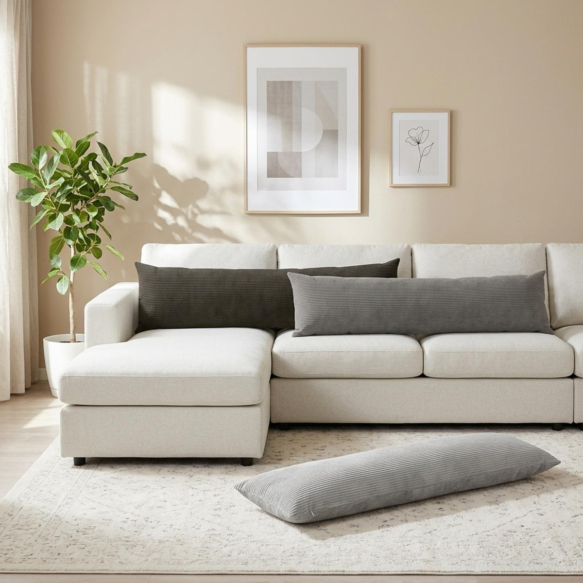 Cushion Cover 2 pcs HEERLEN Light Grey 40 x 145 cm Corduroy