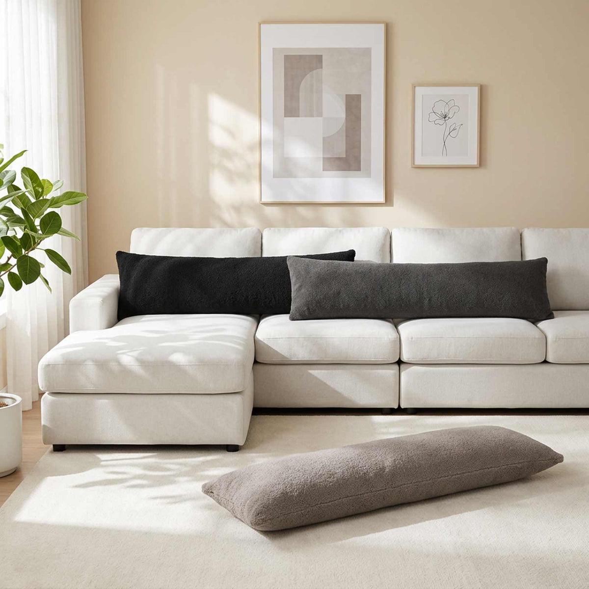 Cushion Cover HEERLEN Light Grey 40 x 145 cm Bouclé