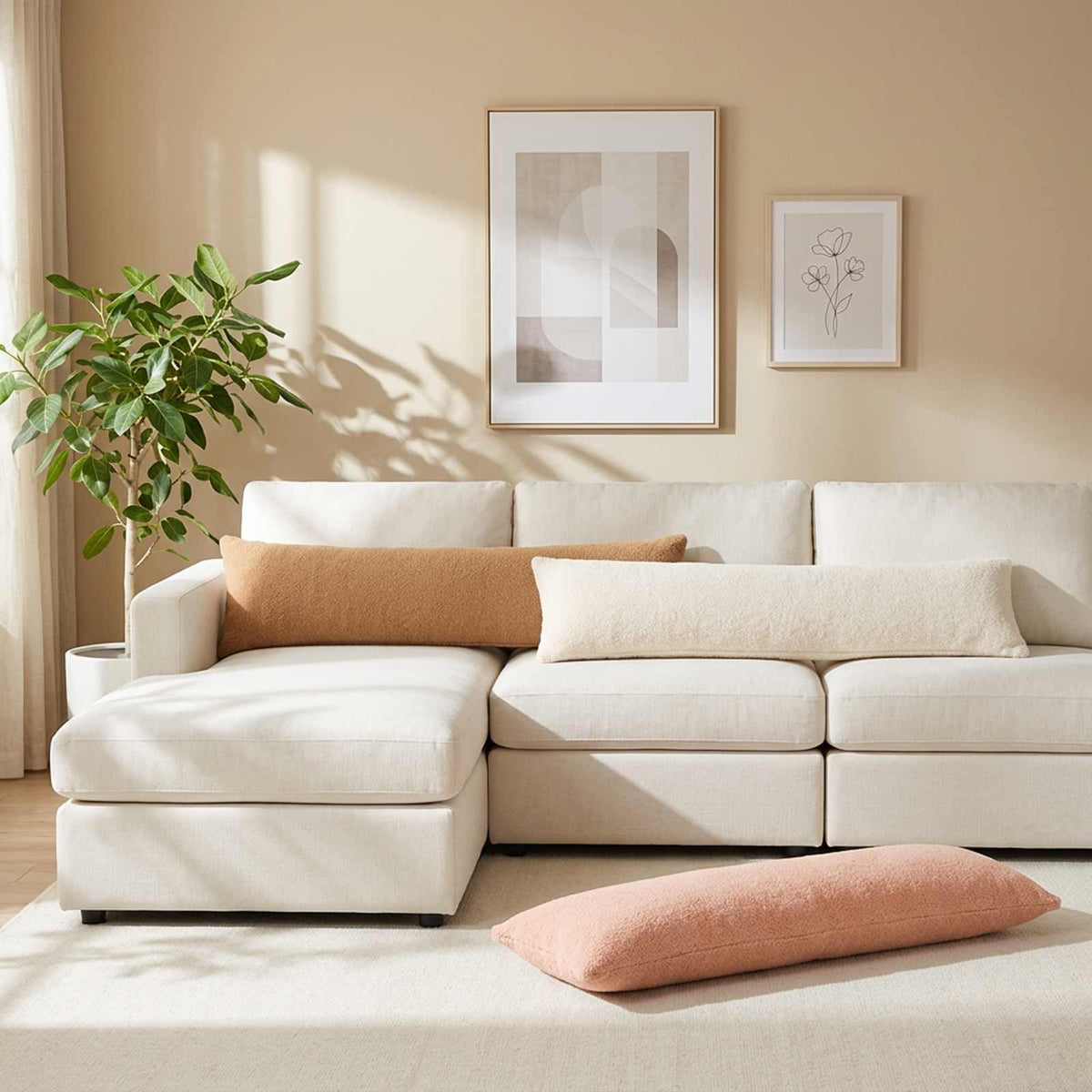 Cushion Cover 2 pcs HEERLEN Beige 40 x 145 cm Bouclé