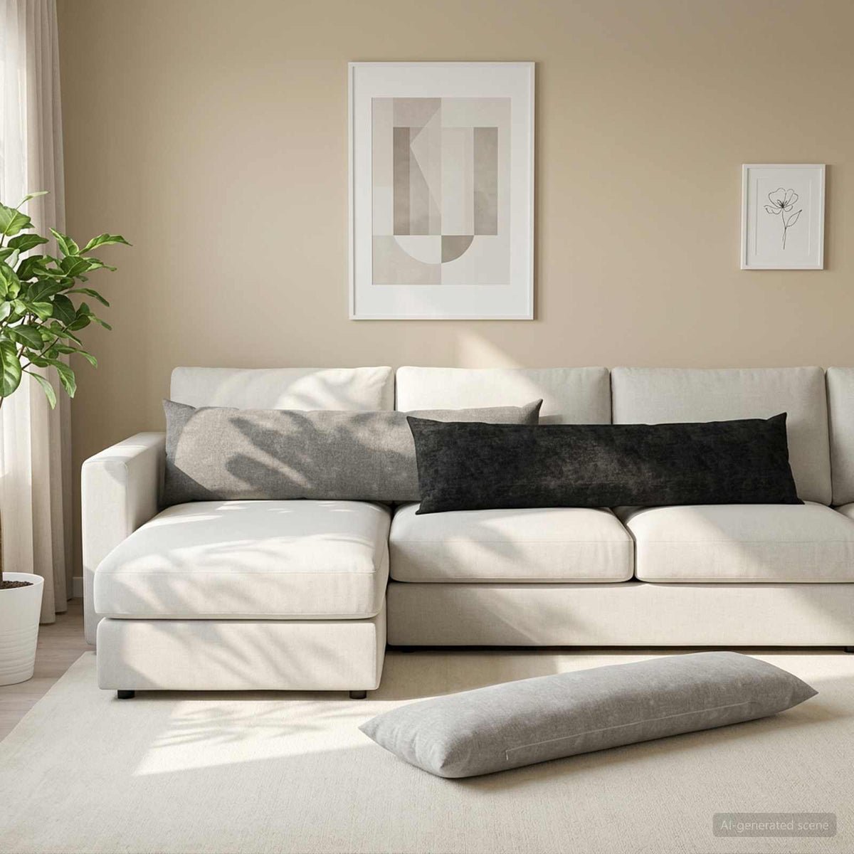 Cushion Cover HEERLEN Light Grey 40 x 145 cm Chenille Fabric