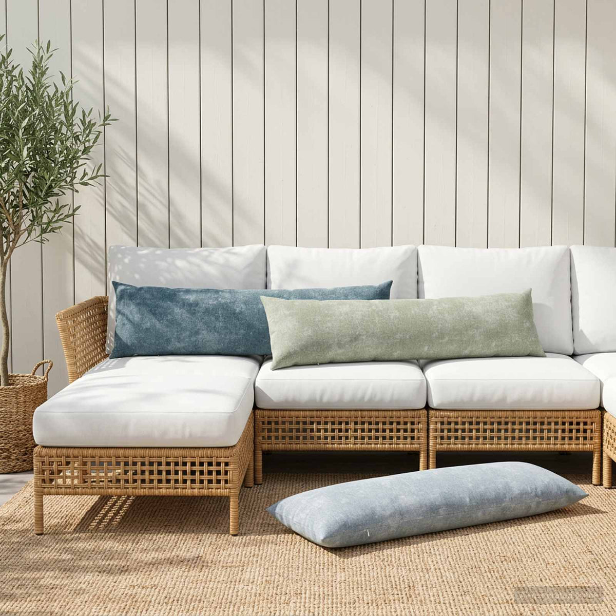 Throw Pillow HEERLEN Green 40 x 145 cm Chenille Fabric