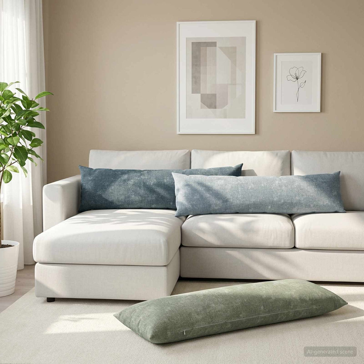 Cushion Cover 2 pcs HEERLEN Green 40 x 145 cm Chenille Fabric