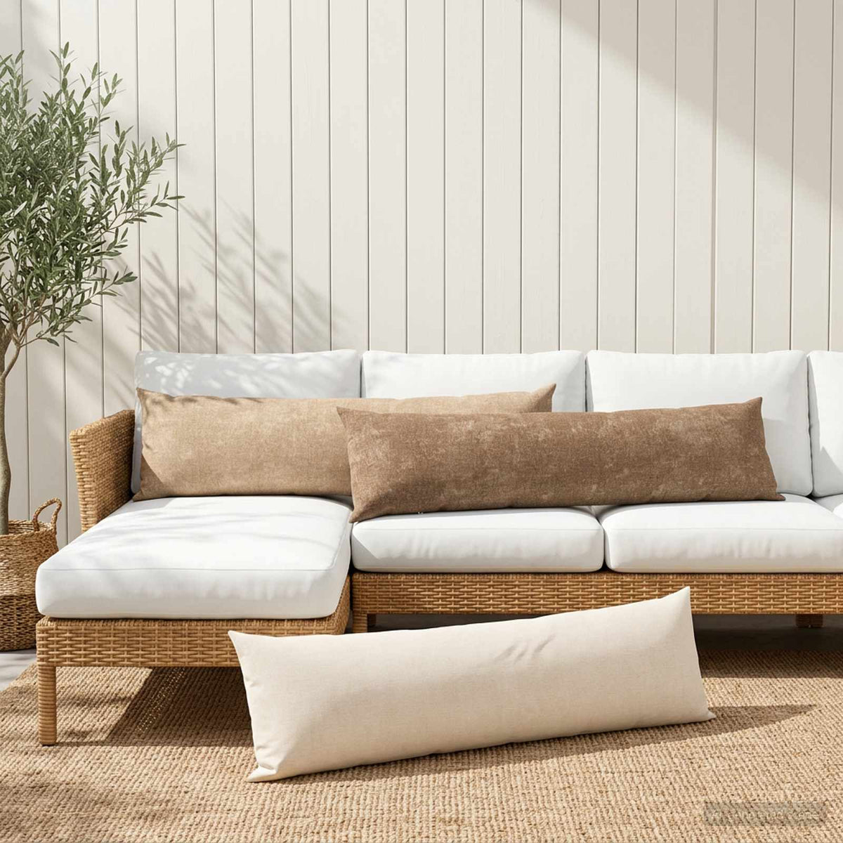 Throw Pillow HEERLEN Brown 40 x 145 cm Chenille Fabric